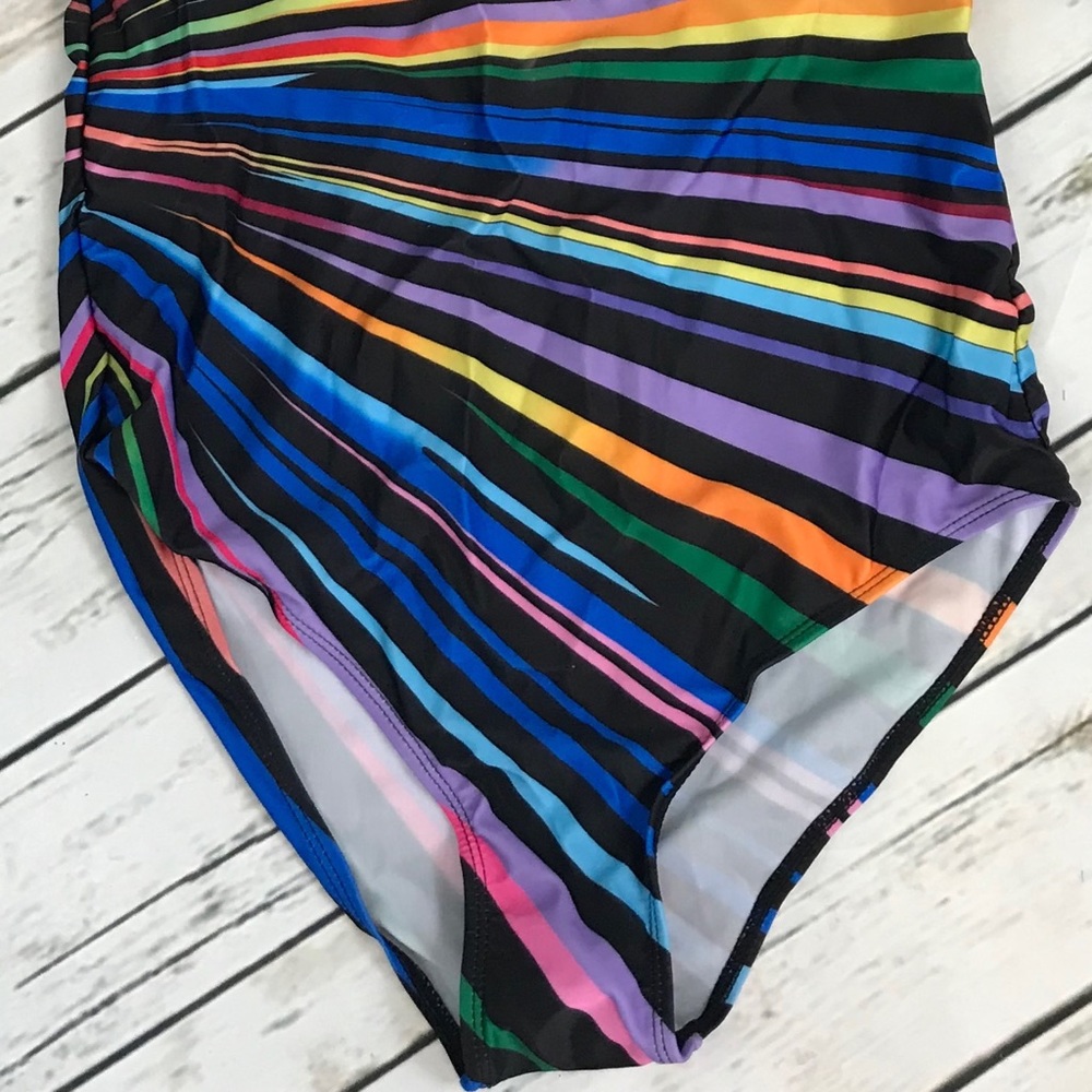 Rainbow Multicolor Striped Fan Bathing Suit - Picture 7 of 13